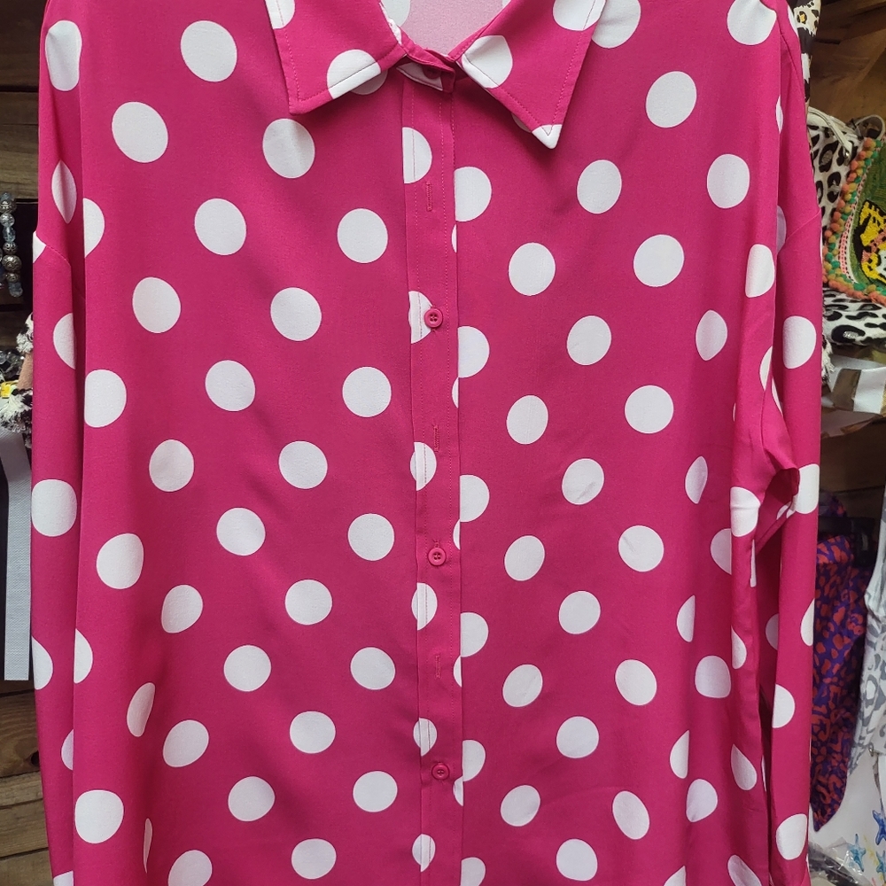 Button up fushia blouse